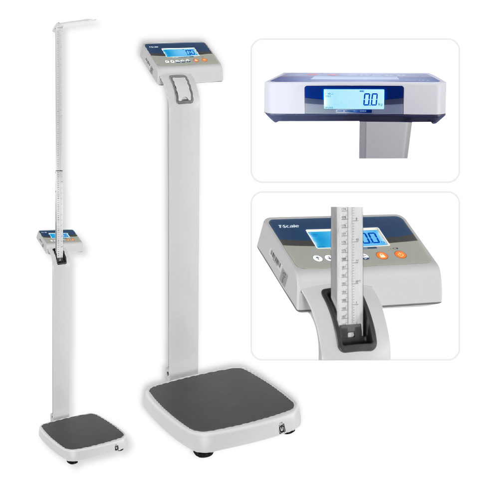 Balanza electrónica de pie con tallímetro adulto m301-250k